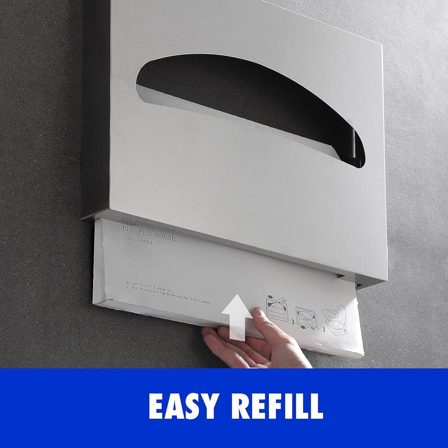 Toilet Seat Cover Dispenser Wall Mounted SUS 304 Stainless Steel Brushed