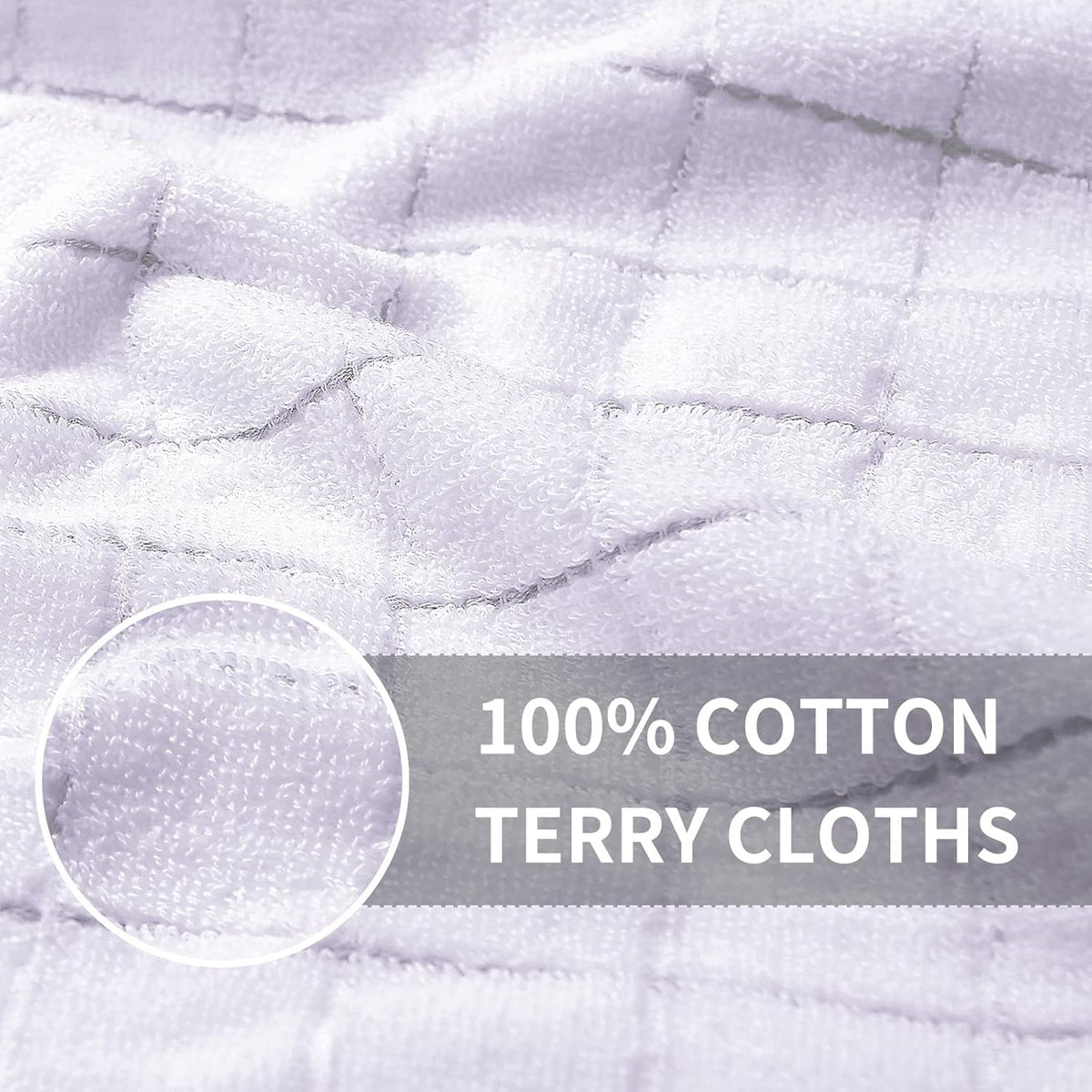 Homaxy 100% Cotton Terry Kitchen Towels(White, 13 x 28 inches), Checkered Designed, Soft and Super Absorbent Dish Towels, 4 Pack