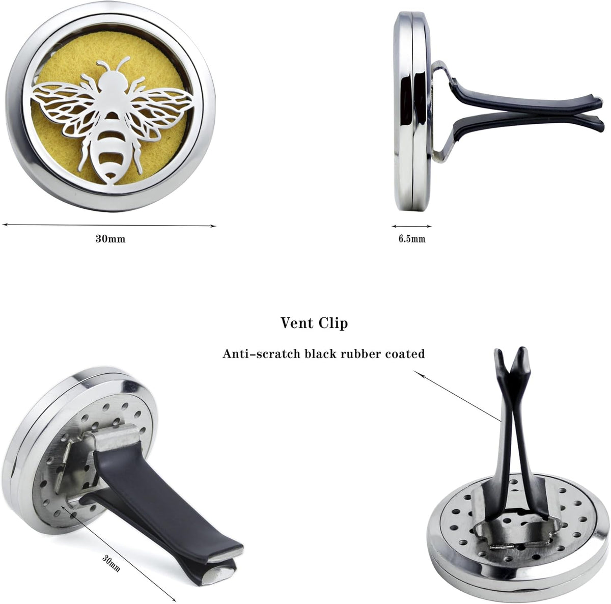 Car Diffuser Vent Clip 30mm Aromatherapy Essential Oil Automotive Diffuser Air Fresheners Vent Clips Car Accessories for Women Birthday Gifts (Bee)