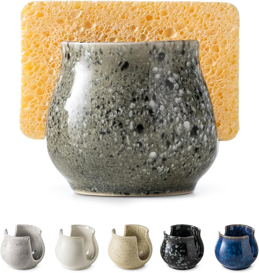 Ceramic Sponge Holder, Kitchen Sponge Holder Sink Caddy Organizer Dish Rack for Kitchen Sink Suction, Bathroom, Brush, Special Gray