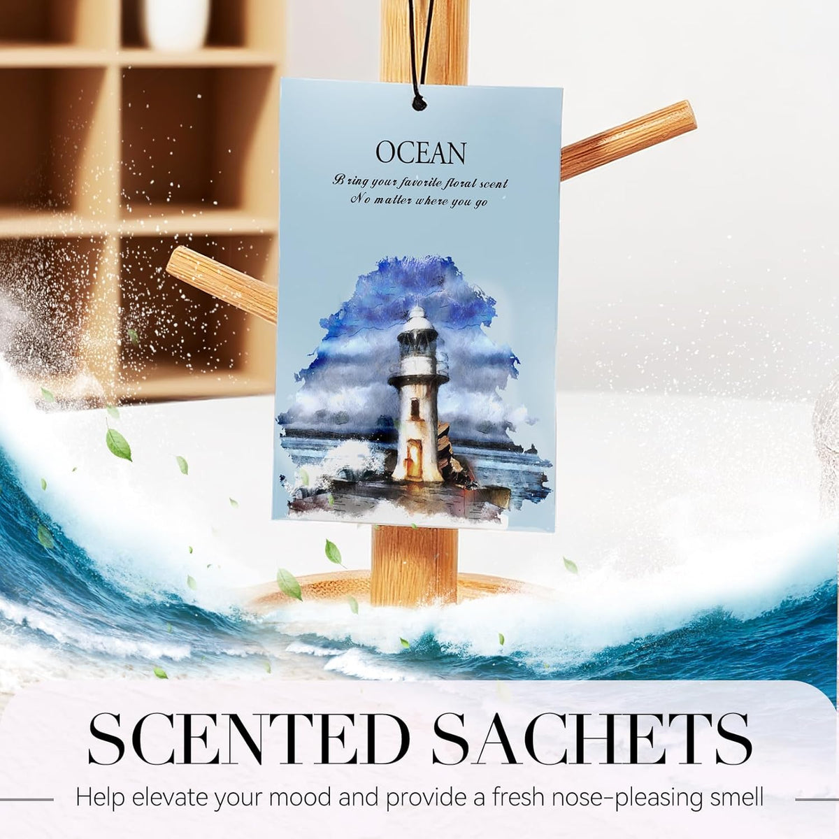 Ocean Scented Sachet Bags - 12 Pack Closet Freshener Odor Eliminator, Long Lasting Home Fragrance for Drawers, Wardrobes & Cars, House Smell Good Products, Air Freshener for Closet