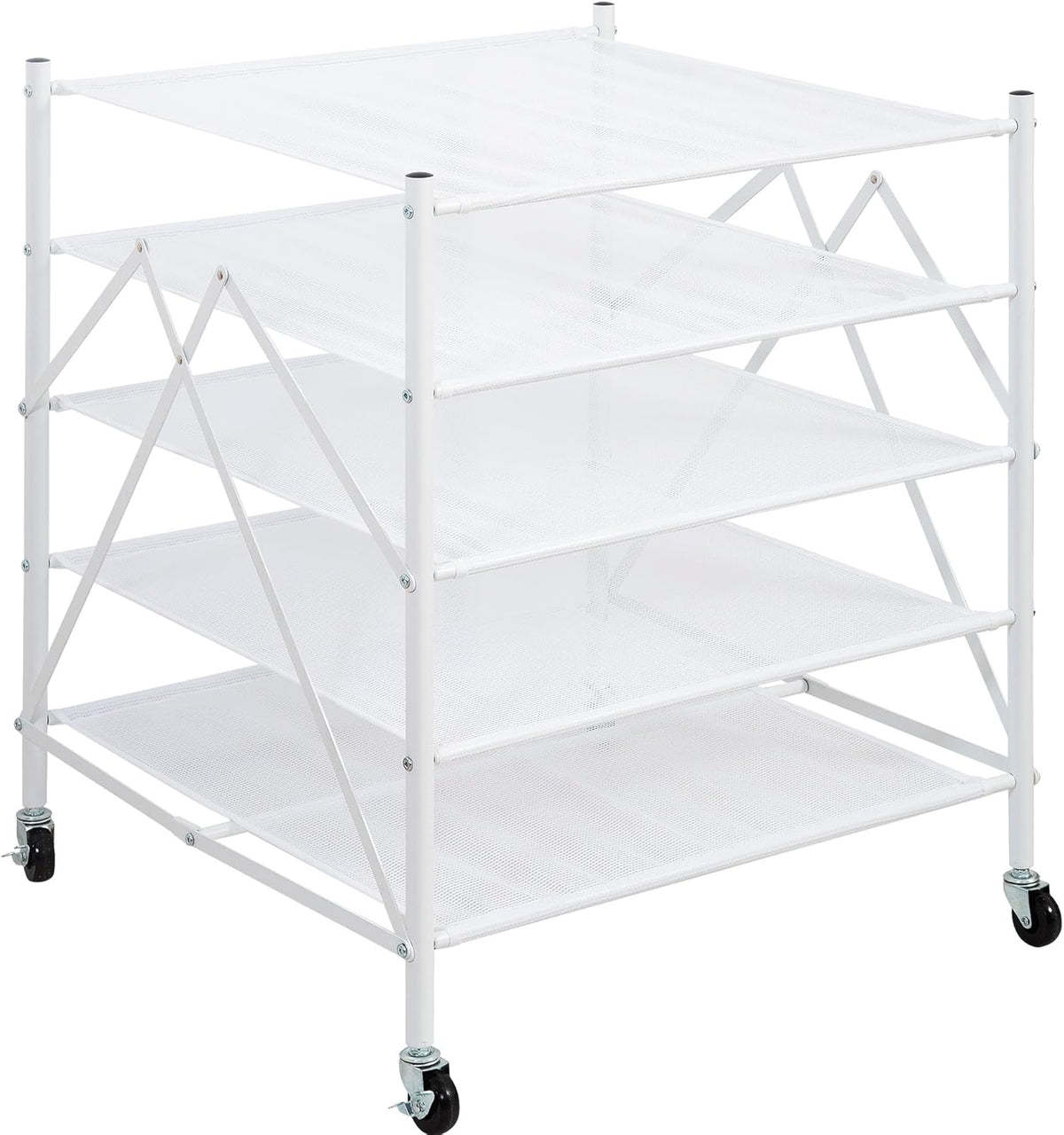 STORAGE MANIAC Sweater Drying Rack, Mesh Clothes Drying Rack, Stackable Laundry Drying Rack, Lay Flat Dryer for Delicates, Portable Dry Rack for Indoor or Outdoor, White, 5 Tier Foldable