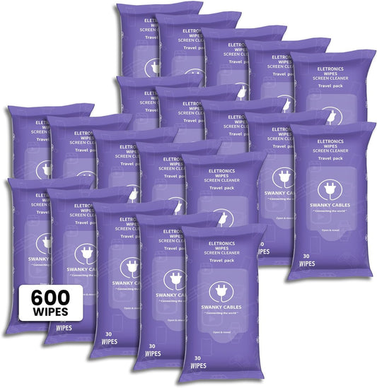 Screen Cleaner Wipes: Electronic Wipes for Screens - Computer Screen Wipes for Lens, Phone, Tv Screen and Monitor Cleaning - Tech Wipes & Microfiber Cloth (Soft Wipes, 600 Count)