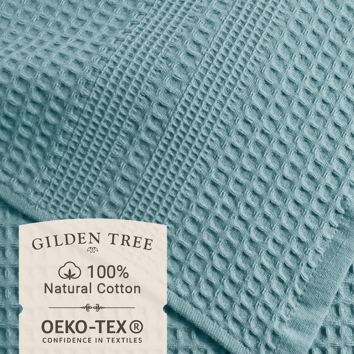 GILDEN TREE Waffle Towel Set Quick Dry Thin | 2 Bath Towels | 2 Hand Towels | 2 Washcloths, Classic Style (Seafoam)