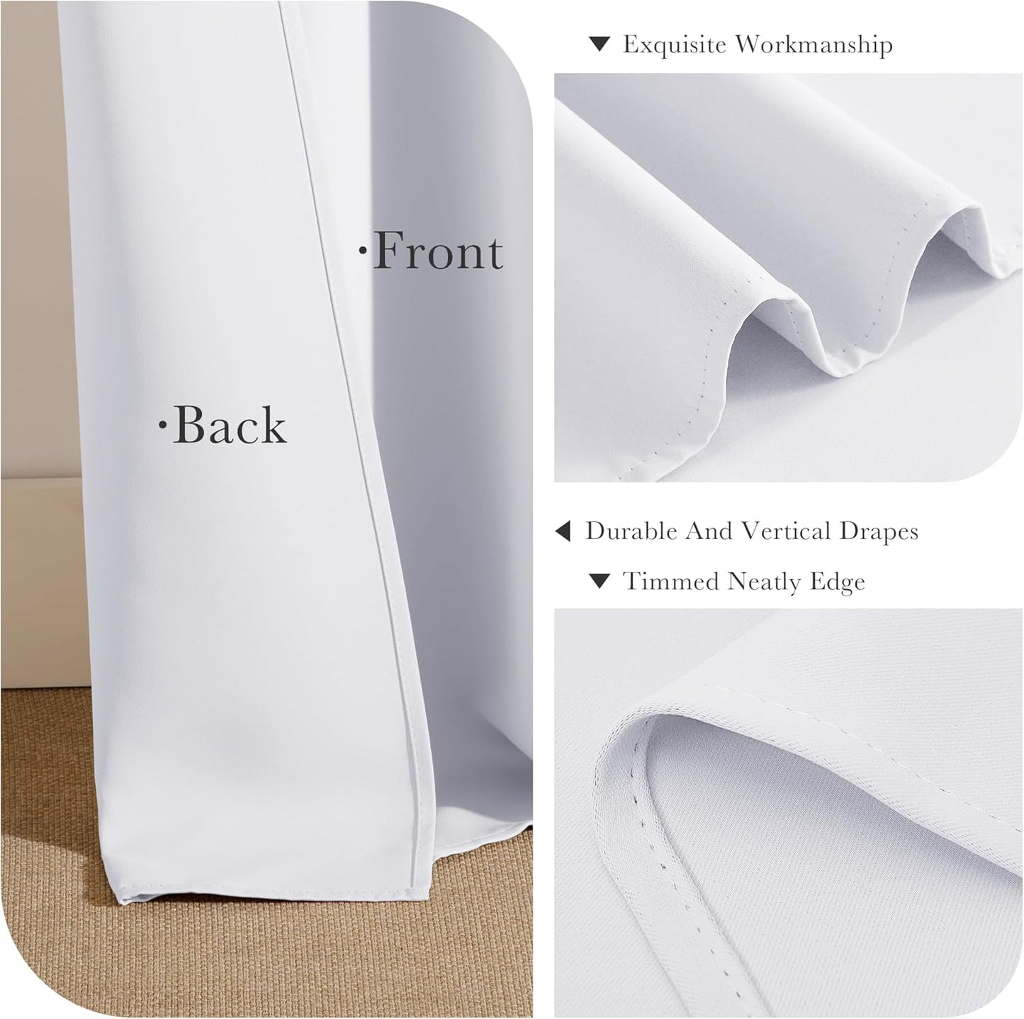 PONY DANCE White Window Curtains - Thermal Insulated Light Block Home Decor Room Darkening Curtain Panels Noise Reducing for Bedroom, 42 by 72 Inches, Pure White, Set of 2