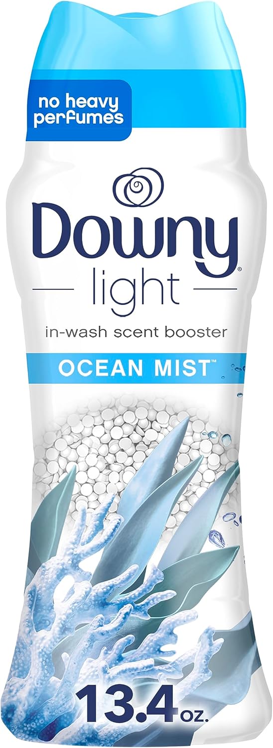 Downy Light Laundry Scent Booster Beads for Washer, Ocean Mist, 13.4 oz, with No Heavy Perfumes