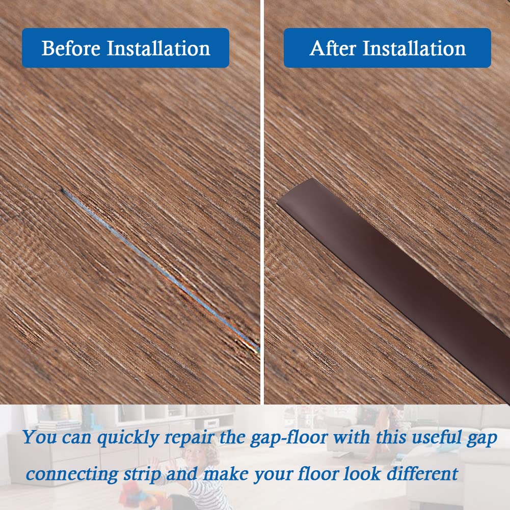 Floor Transition Strip Self Adhesive Floor Cover Strips Laminate 2" Wide Vinyl Flat Divider Transitions (5cm, 6.56Ft, Brown)