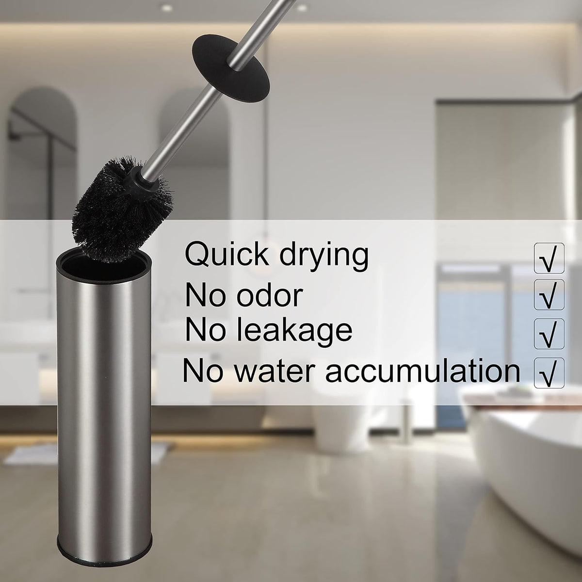 Toilet Brush and Holder,Stainless Steel Toilet Brushes for Bathroom with Holder 2pack Brushed Nickel
