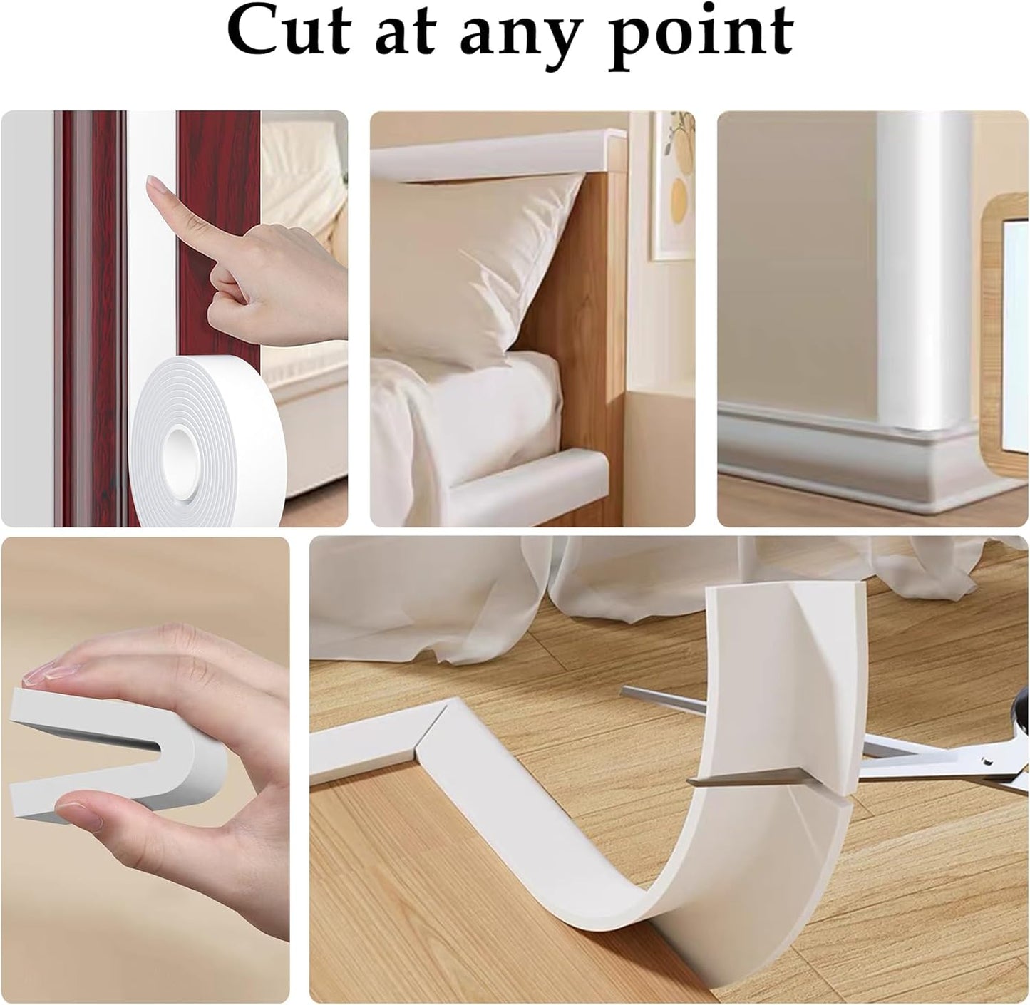 Weather Stripping Door Seal White,1/2Inch Wide X 1/4 Inch Thick,Air Conditioner Window Seal,Self Adhesive Foam Tape High Density Foam Sealing Strip,Soundproof Foam Tape Roll,2 Rolls Total 32.8Ft