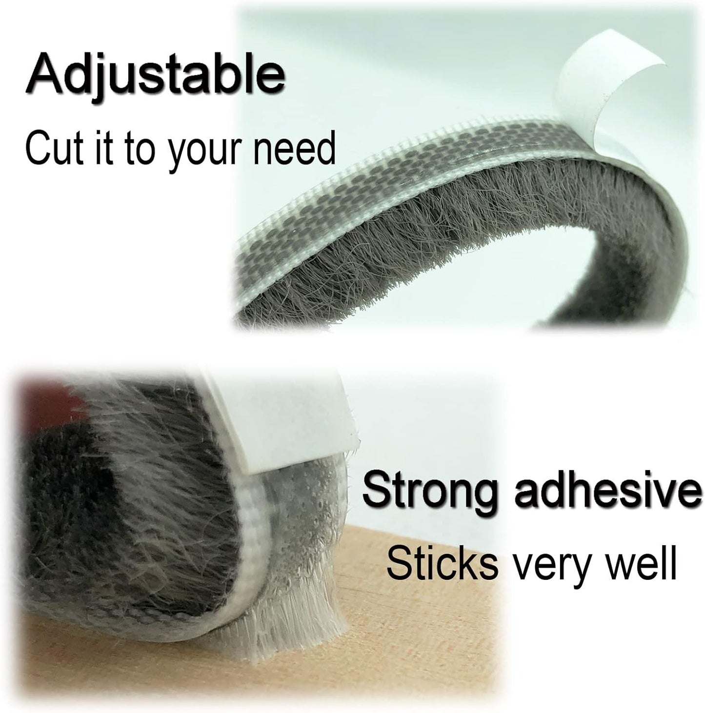 Weather Stripping Brush for Sliding Windows/Doors Frame Side,Pile Self Adhesive Weatherstrip Seal Strip Sealer Draft Stoppers (65ft x11/32 Backing x 3/16 Brush inch, Brown)