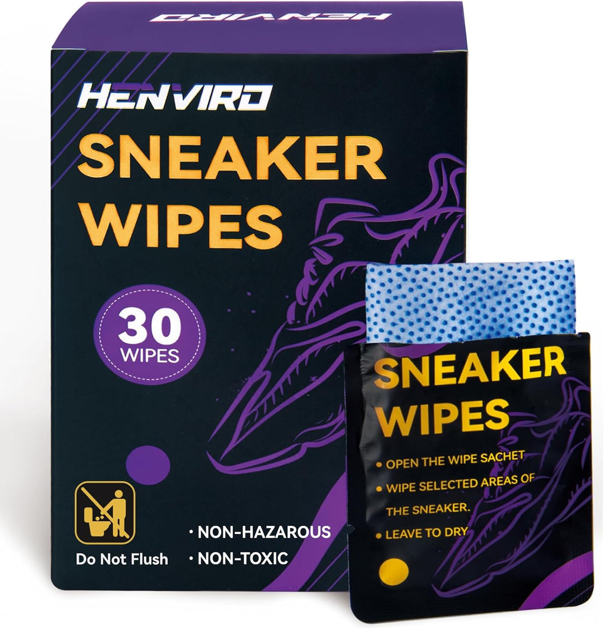 Henviro Shoe and Sneaker Cleaner Wipes - Shoe Cleaner, Shoe Cleaning Kit, Sneaker Cleaner, Shoe Cleaning Wipes, 30 Packs