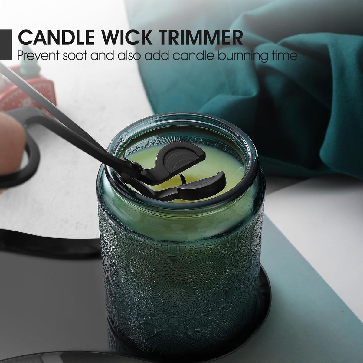 PATOISE 3 in 1 Candle Accessory Set, Candle Wick Trimmer Cutter, Candle Snuffer Mini, Candle Wick Dipper in Gift Package for Candle Aromatherapy Lovers(3PCS Black)