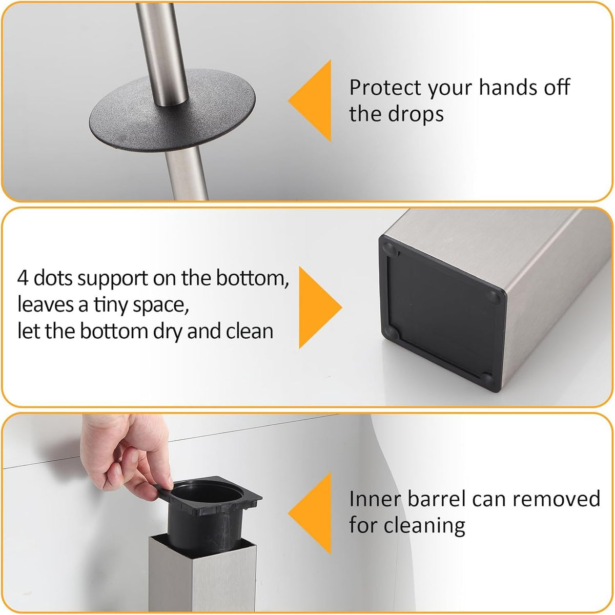 BGL Toilet Brush and Holder Set Brushed Nickel Aluminium Freestanding Toilet Bowl Cleaner Brush and Holder for Bathroom Storage and Organization, Square Design Sturdy and Space Saving