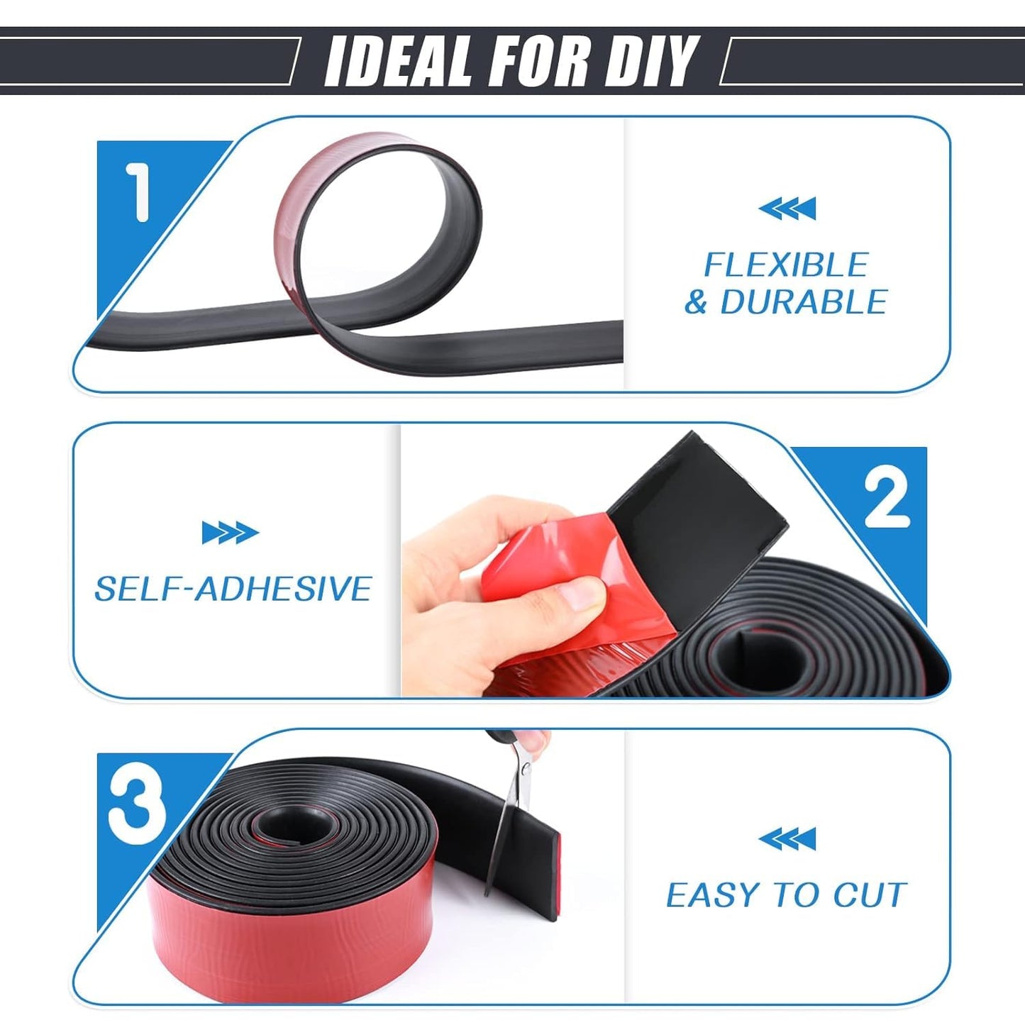 Neoprene Rubber Strips Self Adhesive Sheets, Rolls & Strips with Adhesive Backing Rubber Pads Self Stick Seal Gasket Tape for Matting Padding - 2" Wide x 1/8" Thick x 20' Long