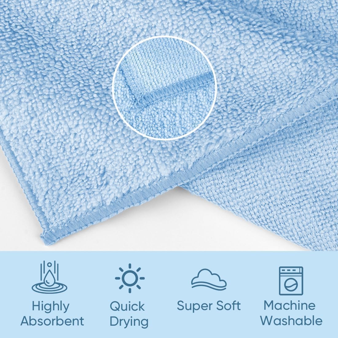 HOMEXCEL Microfiber Washcloths 12 Pack, Highly Absorbent and Soft Face Towel, Multi-Purpose Wash Cloths for Bathroom, Gym, Hotel, Spa and Kitchen, Multicolor 12x12 Inch