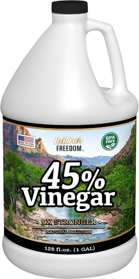 Nature's Freedom 45% Concentrated Vinegar, 1 Gallon - Dilutes to 9 Gallons - 9x Strength Multi-Purpose Solution