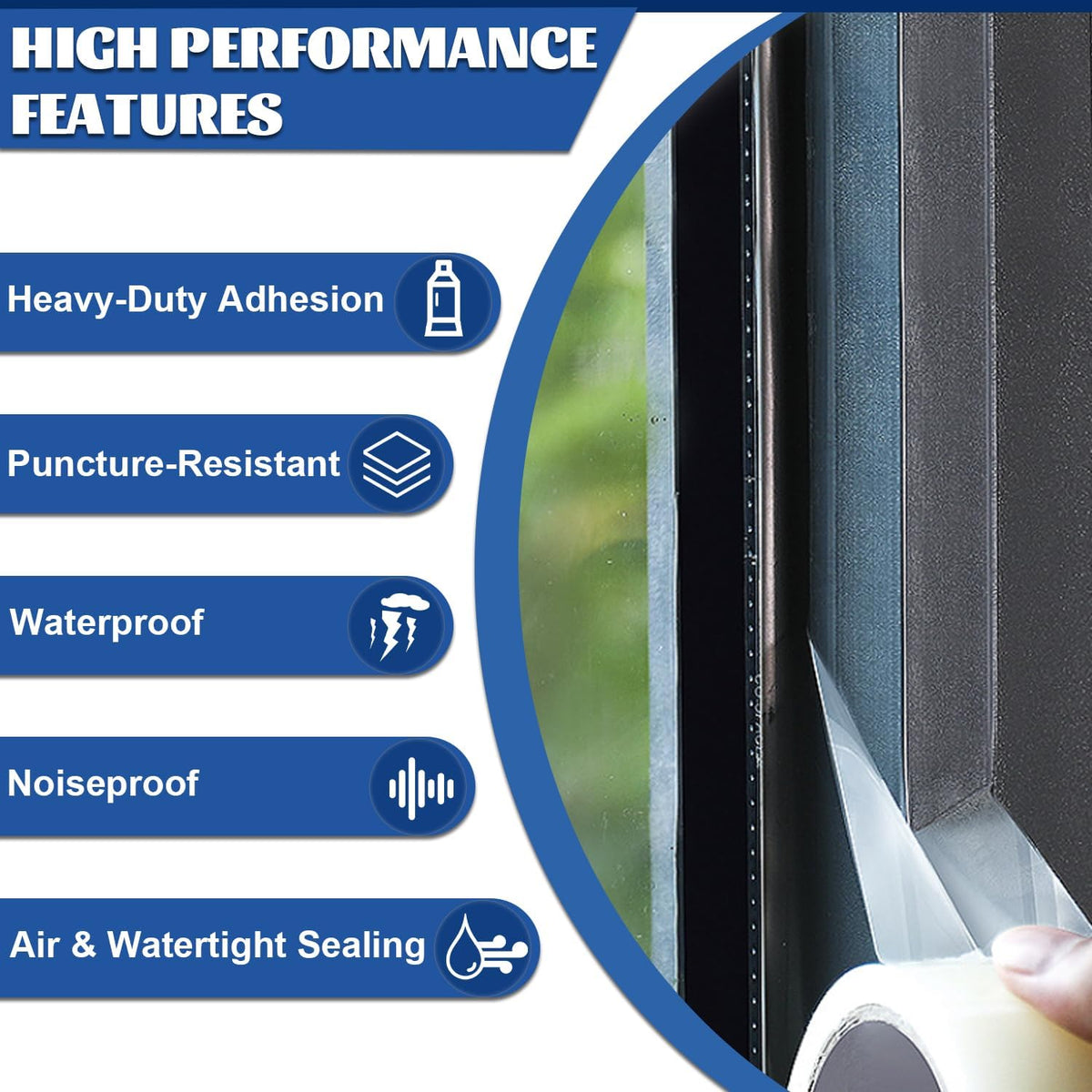 Transparent Weather Sealing Tape 3" x35 Yard, Window Insulation Tape Weather Stripping for Windows Doors Shower Glass – Indoor/Outdoor Insulation, No-Residue, Clear, Energy-Saving
