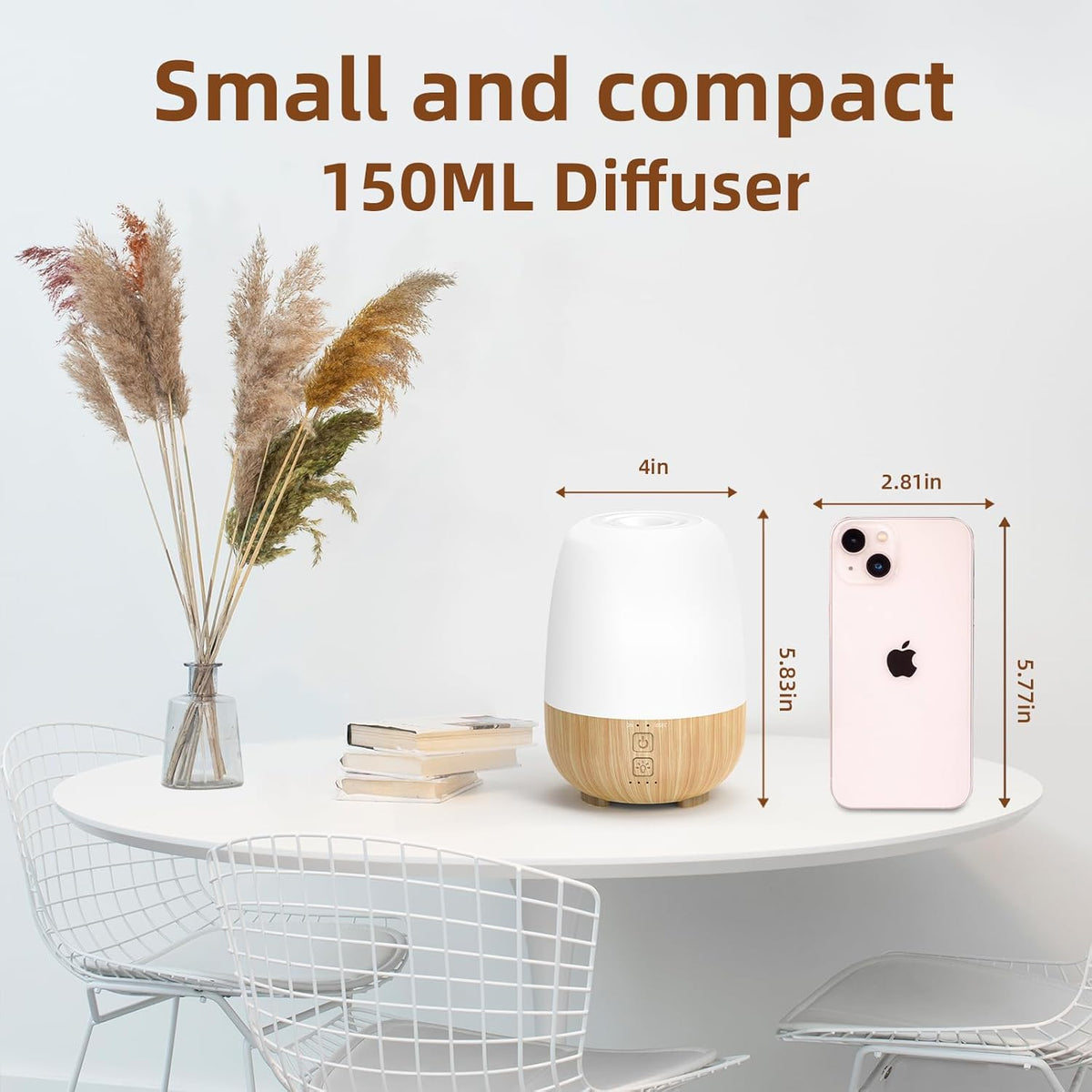 150ML Cordless Essential Oil Diffuser, Built-in 6000mAH Rechargeable Battery, 7-Hour Runtime, 7 LED Color Changing Lights, Portable Aromatherapy Diffuser for Home,Office,Outdoor