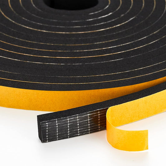 13 Feet Weather Stripping Door Seal - 1/2" Wide x 1/2" Thick Door Bottom Seal Strip High Density Foam Tape Adhesive Rubber Strip for Door Soundproofing, Window Insulation (Black)