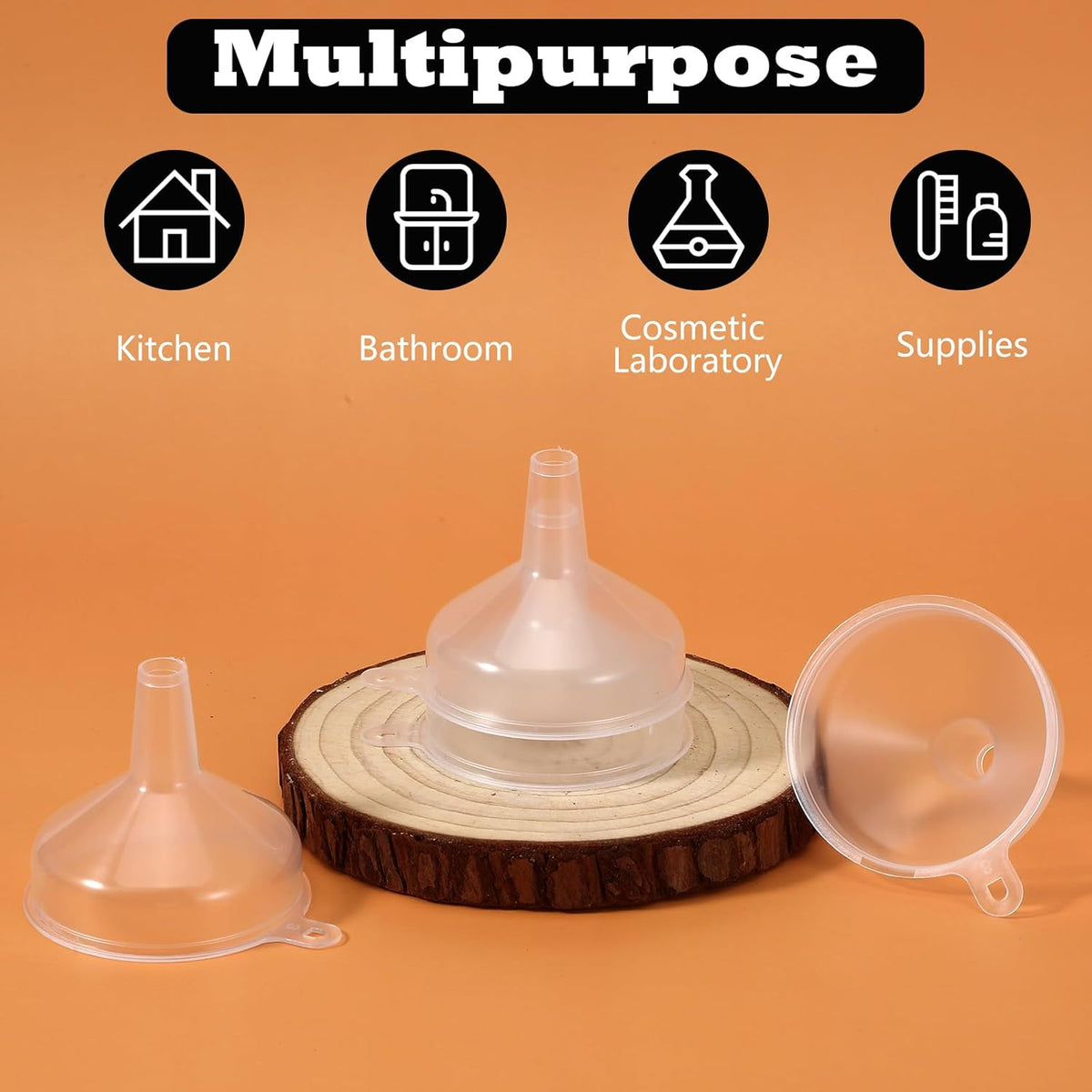 4PCS Mini Plastic Funnel, Clear Small Funnel, 5.5cm/2.17Inch Funnels for Kitchen Use, Food Grade Mini Funnels for Filling Water Bottle, Lotion, Essential Oil, Perfume, Spice and Powder