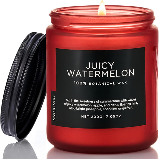 M&SENSE Juicy Watermelon Scented Candle, 7.05oz 50 Hours Clean Non Toxic Natural Soy Wax Long Lasting Candle for Women Men, 2 Wick Fruit Scent Home Fragrance Home Decor for Housewarming Gifts