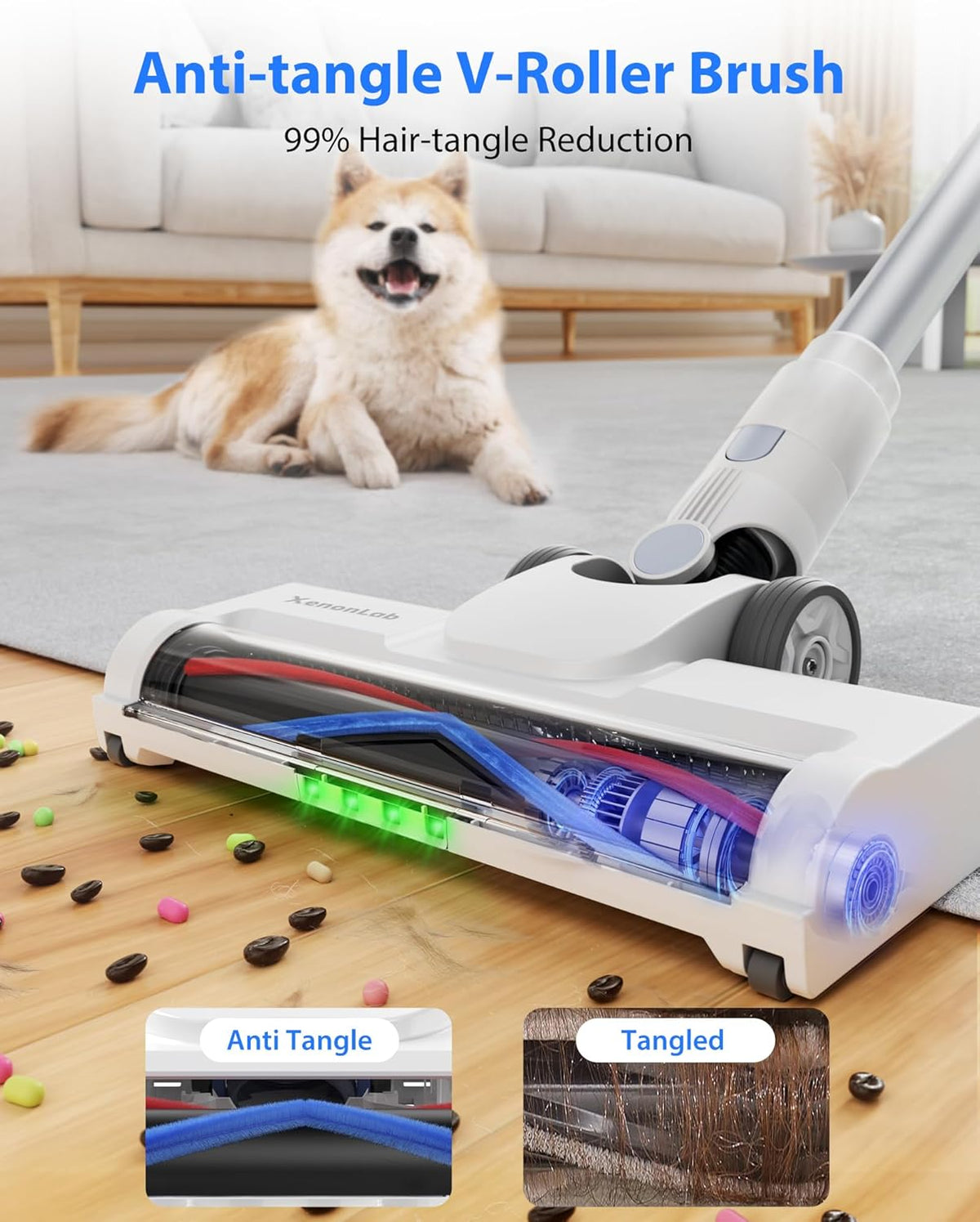 Cordless Vacuum Cleaner, 45KPA Stick Vacuum Cleaners for Home, 6-in-1 Rechargeable Lightweight Vacuum, Up to 35Mins Runtime, with Powerful Suction for Carpets, Pet Hair, Hardwood Floors