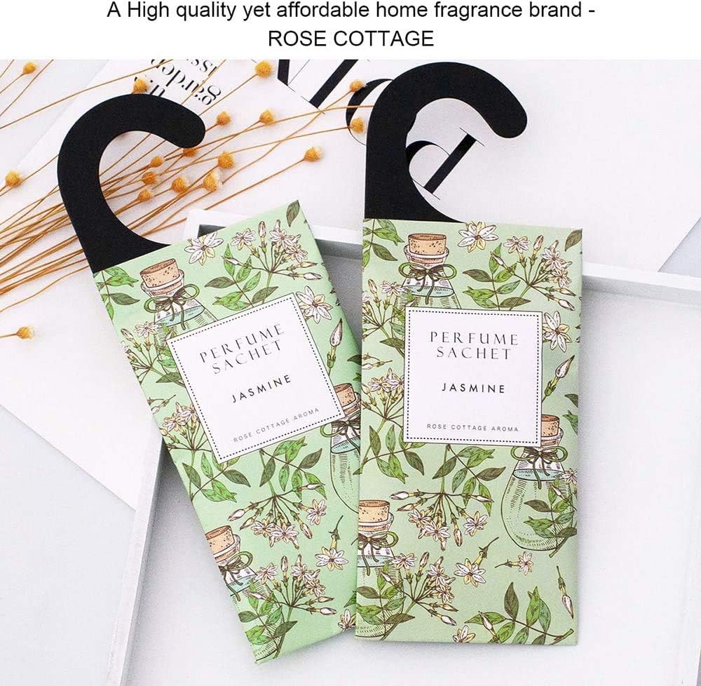 ROSE COTTAGE Large 12 Packs Jasmine Hanging Closet Deodorizer Air Freshener Long Lasting Scented Sachets Smell Goods for House