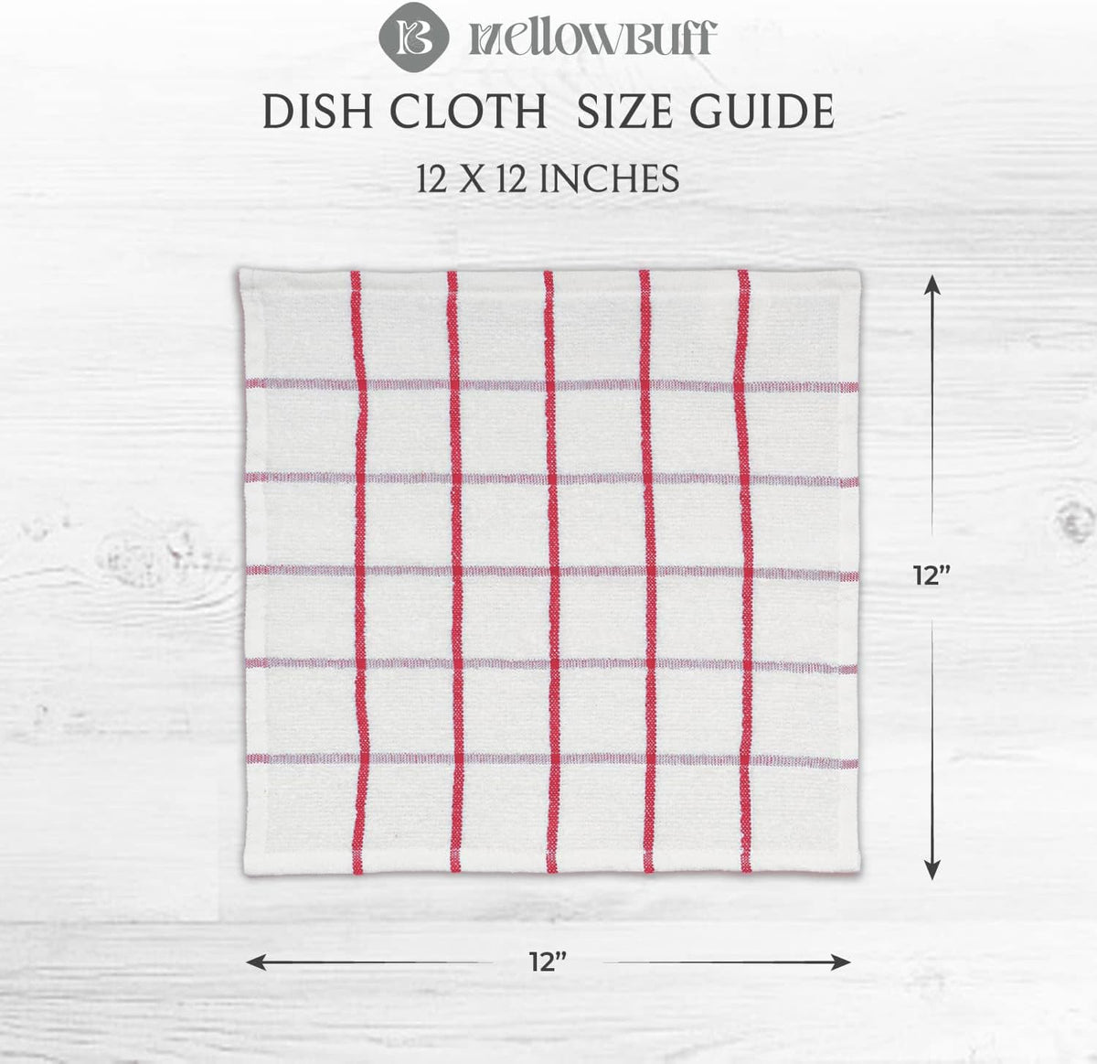 100% Cotton Terry Dish Cloth & Dish Towel, 6 Pack, Super Soft and Absorbent Kitchen Towels, Perfect for Kitchen Cleaning and Dish Washing (RED (Solid and Checks) 8 Pack)