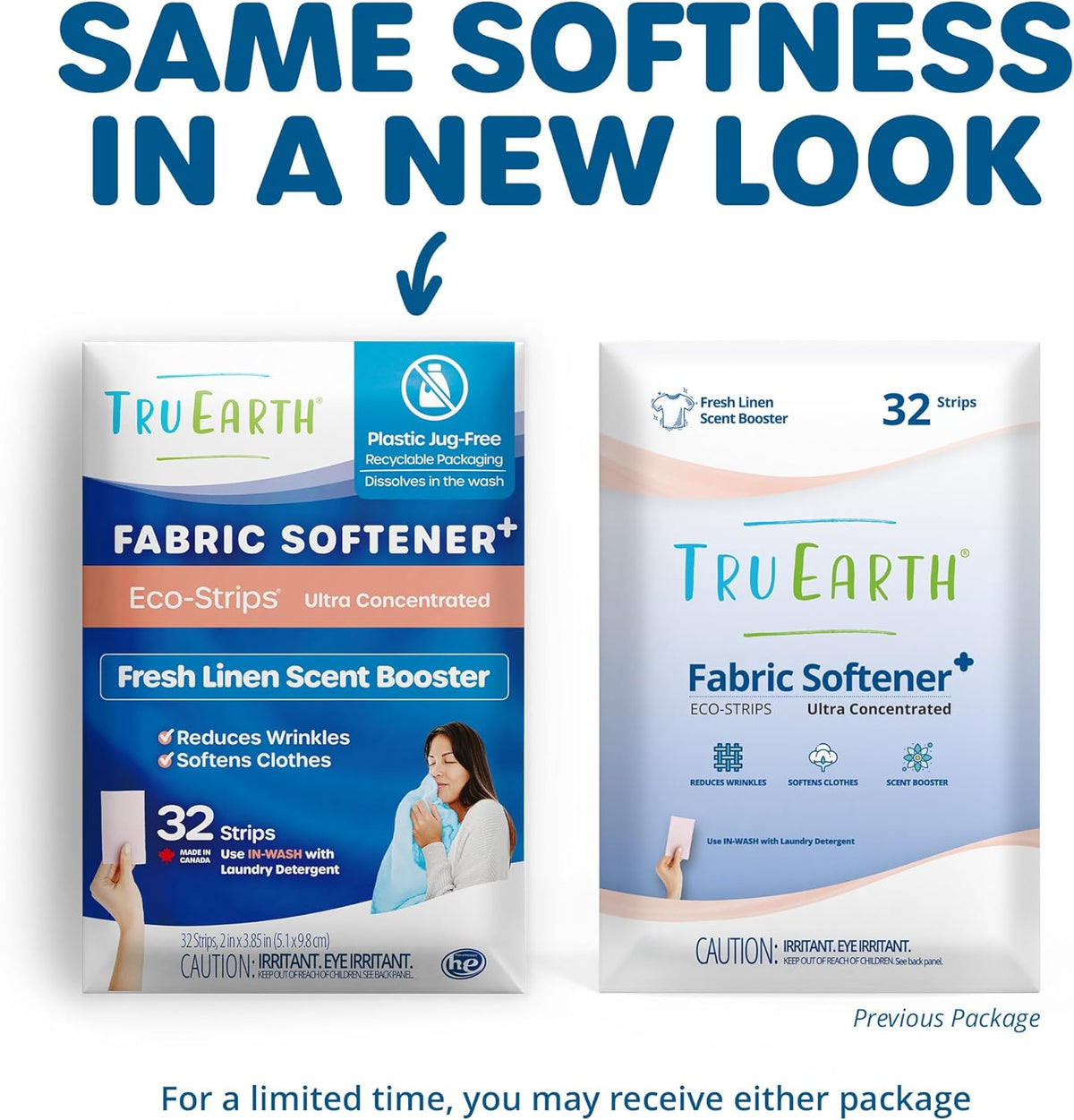 Tru Earth Fabric Softener Strips for Washing Machine, Alternative to Fabric Softener Liquid and Pods, Fresh Linen Scent Booster, Up to 64 Loads Per 32-Count