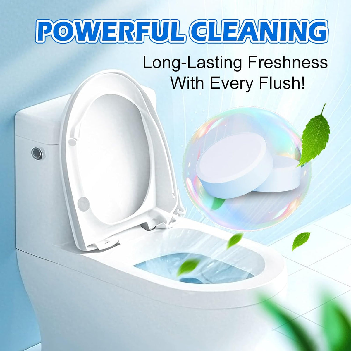 Automatic Toilet Bowl Cleaner Tablets–Fresh Scent,50 PACK,Long-Lasting Clean–Safe for Tanks&Pipes Deodorizing and Descaling–Bathroom Cleaner Against Tough Stains Keeps Bowl Clean Between Washes-fresh