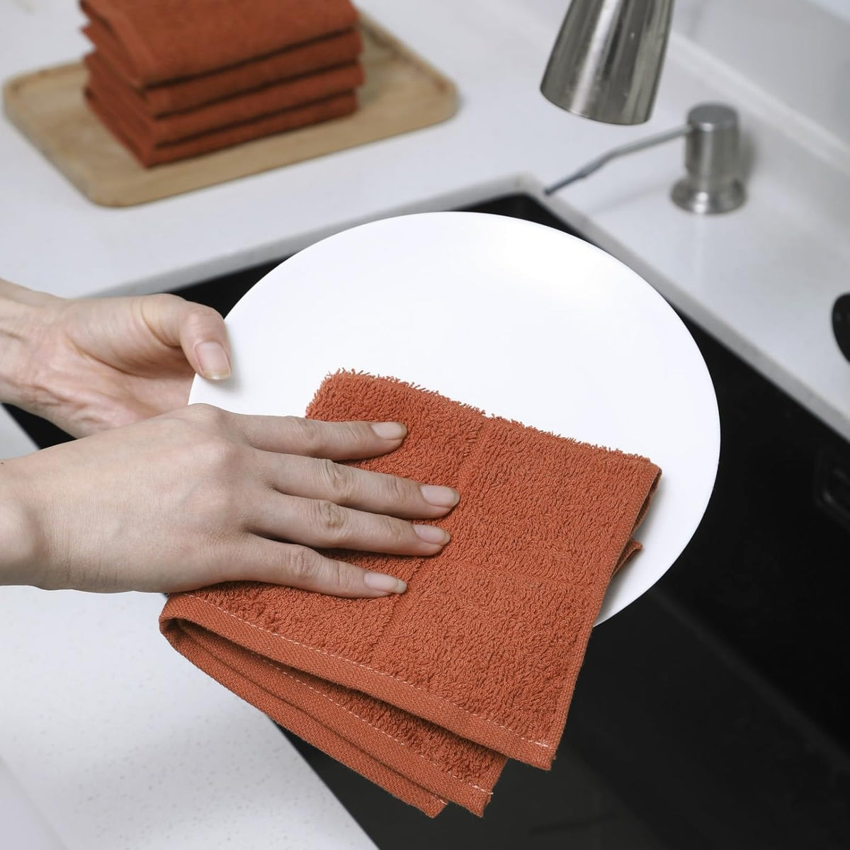 Glynniss Kitchen Dish Cloths Highly Absorbent Dish Rags 100% Cotton Wash Cloths for Washing Dishes (Green, 50)