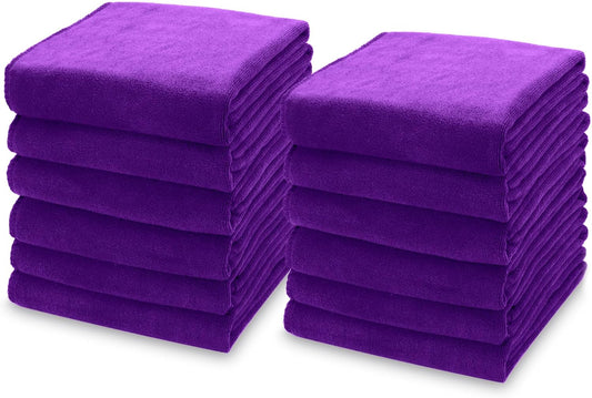 kimteny 13x28 Inches Kitchen Cloth Dish Towels, 400 GSM Premium Dishcloths, Super Absorbent Coral Velvet Microfiber Cleaning Cloths, Fast Drying Rags for Washing Dishes (12 Pack, Purple)