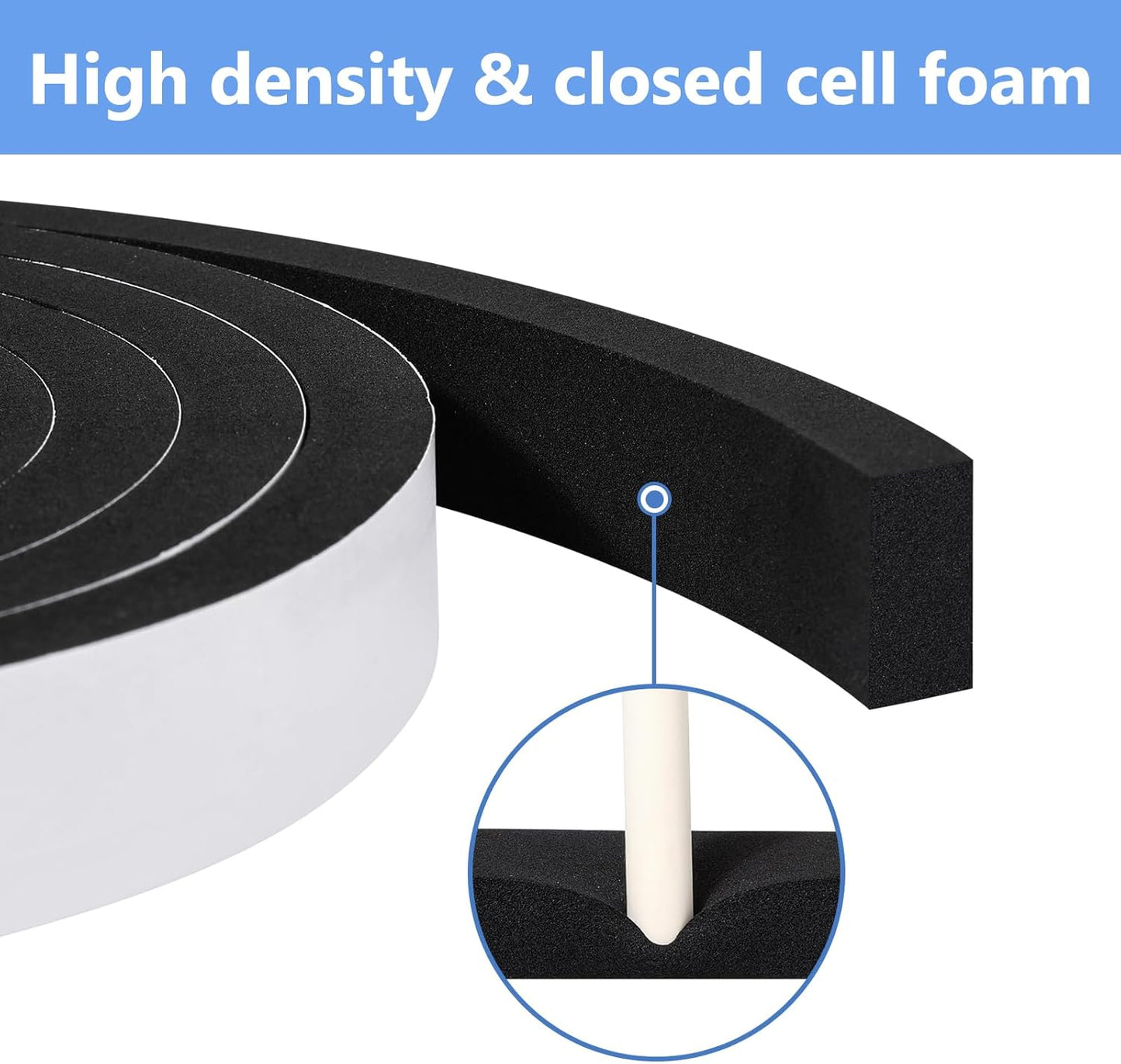 Weather Stripping Door Seal Strip- 1/4 Inch X 1/8 Inch X 26Feet, Strong Adhesive, Lightproof, Soundproof, Weatherproof Foam Tape Insulation for Sliding Door, Front Door Frame, Windows- Black