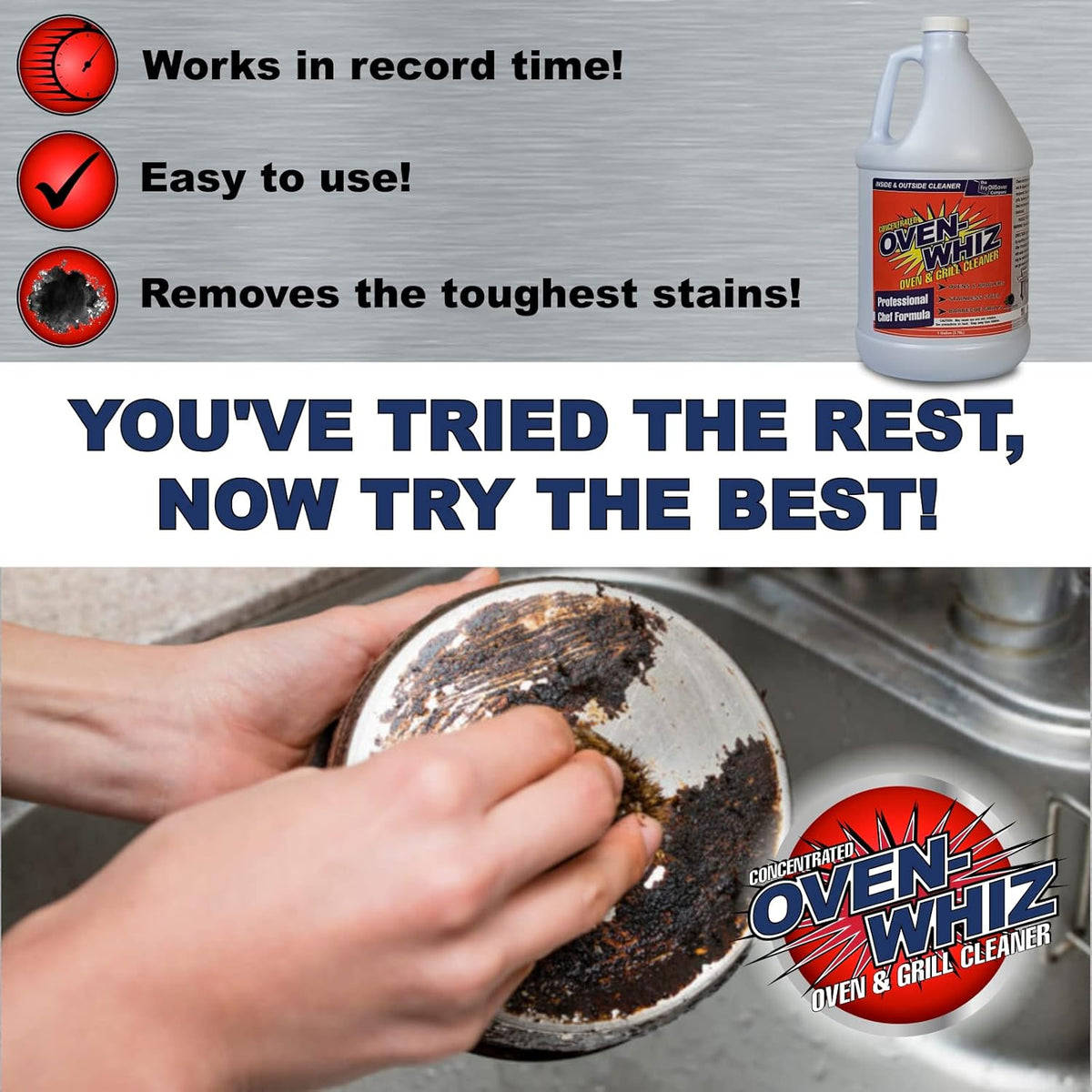 1 Gallon (128 Oz.) Oven-Whiz Oven & Grill Cleaner by FryOilSaver Co., Removes Tough Stains, Carbon, Grease & Food Burnt for BBQ Grills, Ovens, Grates for Home Kitchens, Restaurant, Food Trucks & Diner