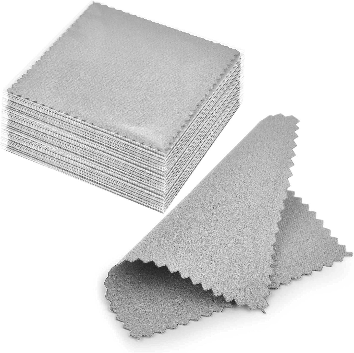 SEVENWELL 50pcs Jewelry Cleaning Cloth Gray Polishing Cloth for Sterling Silver Gold Platinum Small Silver Polish 8x8cm