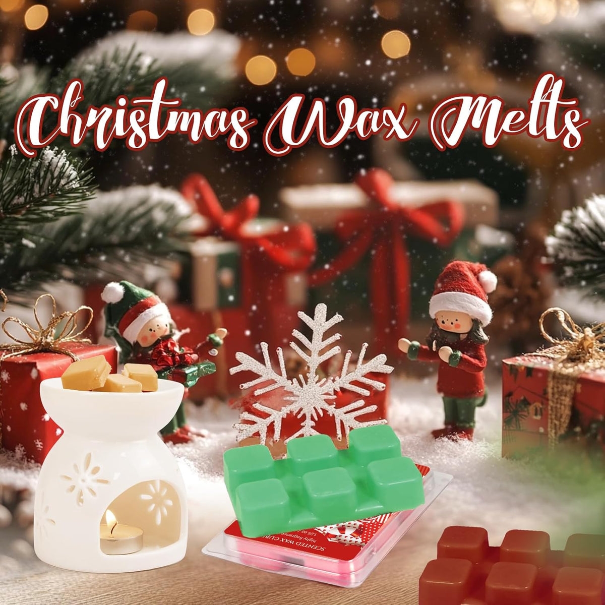 SCENTORINI Christmas Wax Melts, Scented Wax Melts 6 Pack - Non-Toxic, Natural Soy Wax Cubes for Wax Warmers, Long Lasting Strong Scent for Holiday Home Fragrance