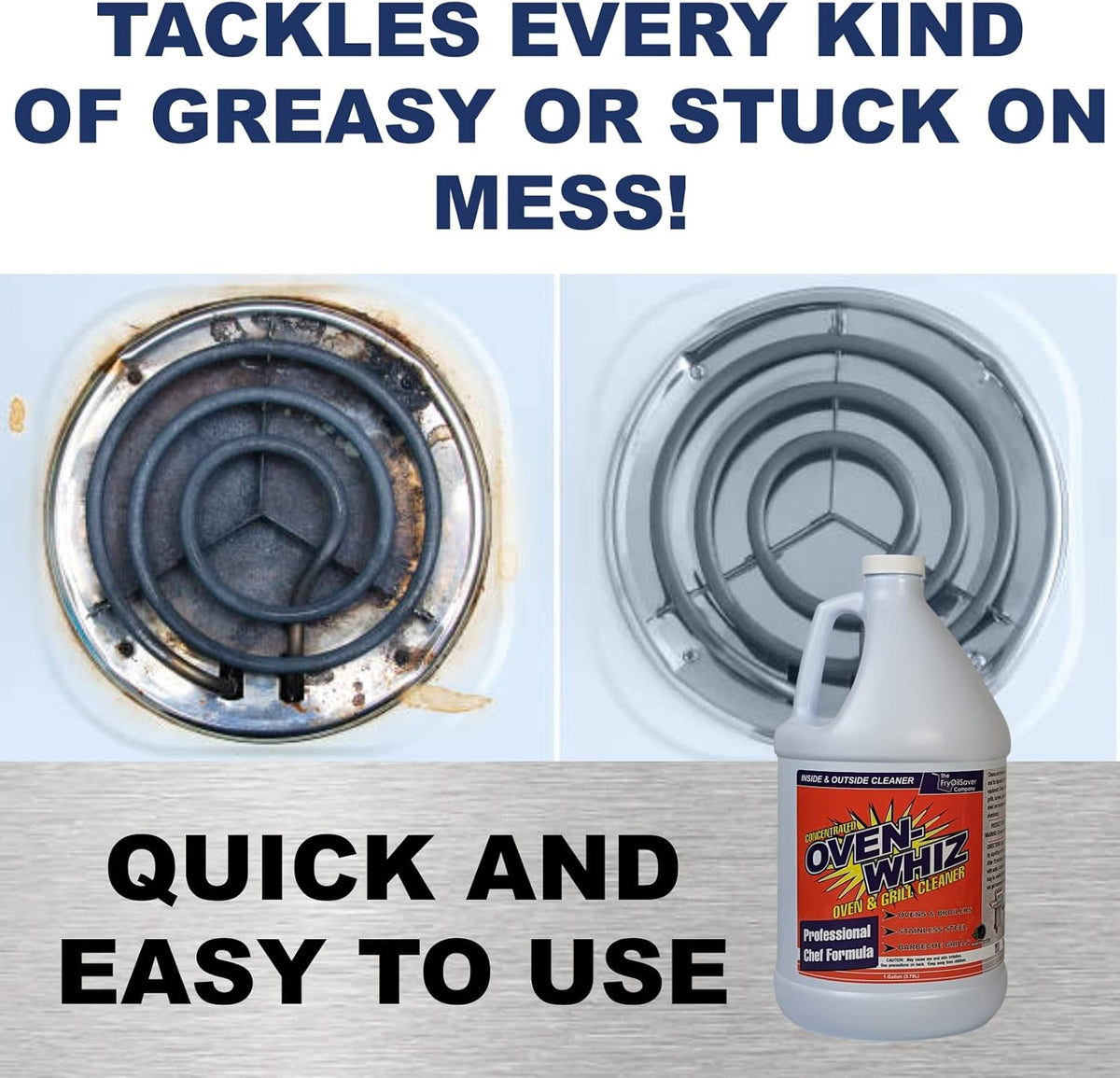 1 Gallon (128 Oz.) Oven-Whiz Oven & Grill Cleaner by FryOilSaver Co., Removes Tough Stains, Carbon, Grease & Food Burnt for BBQ Grills, Ovens, Grates for Home Kitchens, Restaurant, Food Trucks & Diner