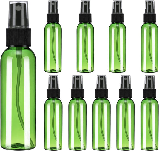 uxcell 20Pack Spray Bottles, 2 Oz/60ML Reusable Clear Empty Mist Plastic Mini Travel Bottle Set,Small Refillable Liquid Containers for Household Use, Essential Oil, Cleaning (Green Black)