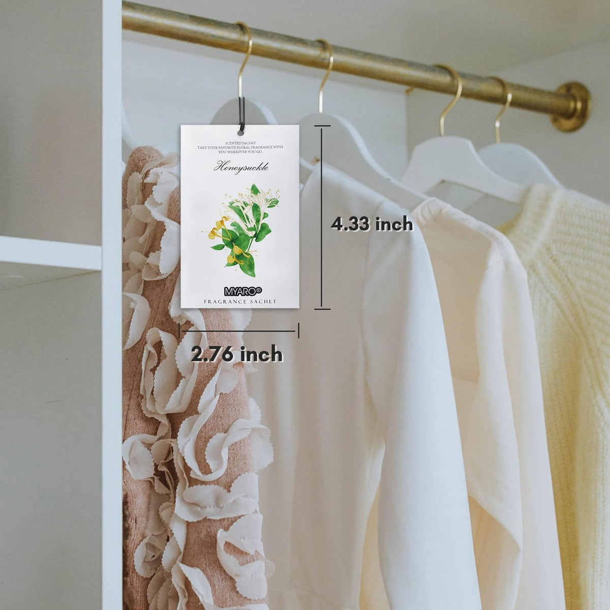 MYARO 12 Packs Honeysuckle Scented Sachets for Drawer and Closet, Long-Lasting Sachets Bags Air Freshener, Fresh Scents Potpourri Bags Home Fragrance for Lover