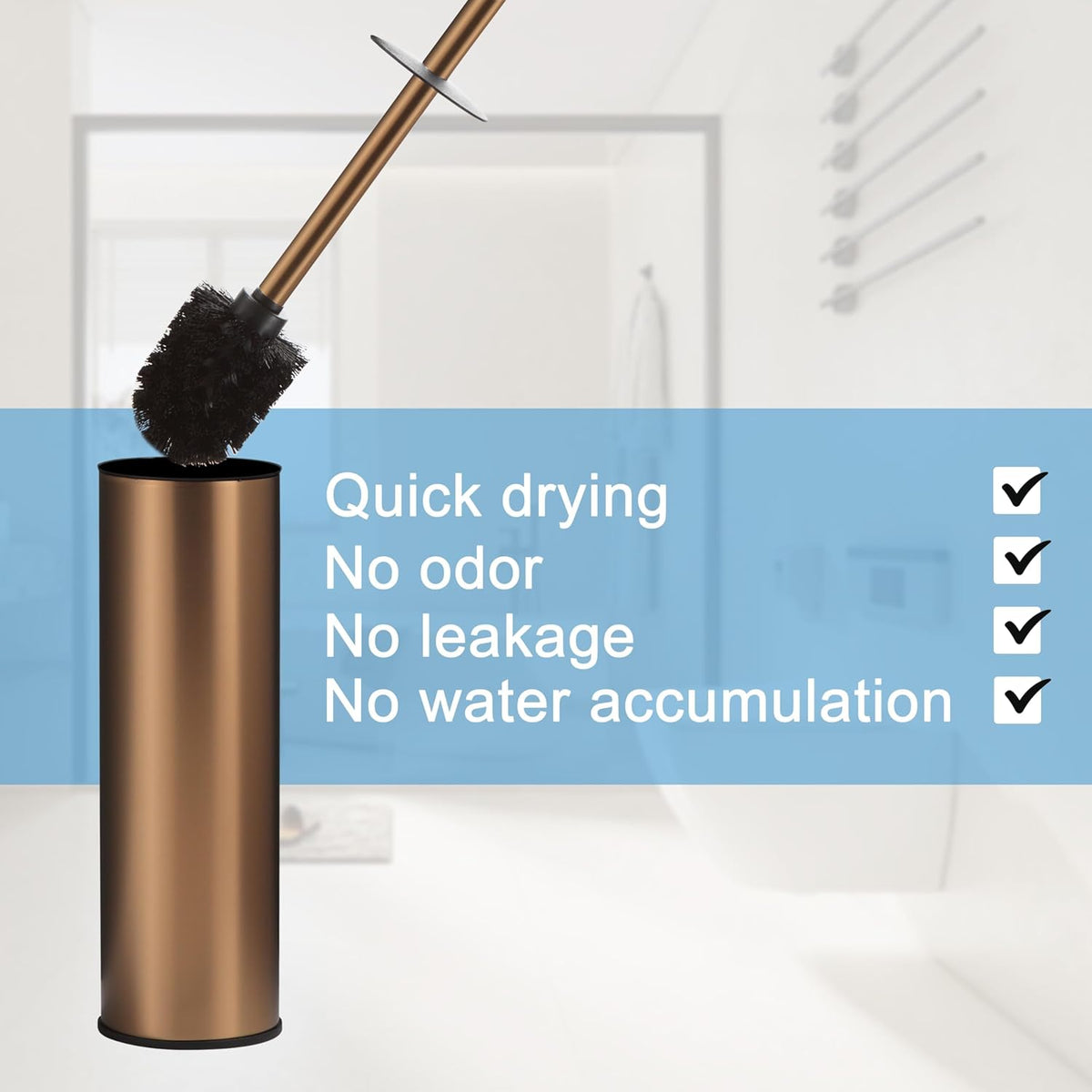 BGL Rose Gold Toilet Brush and Holder,Stainless Steel Toilet Brushes for Bathroom with Holder