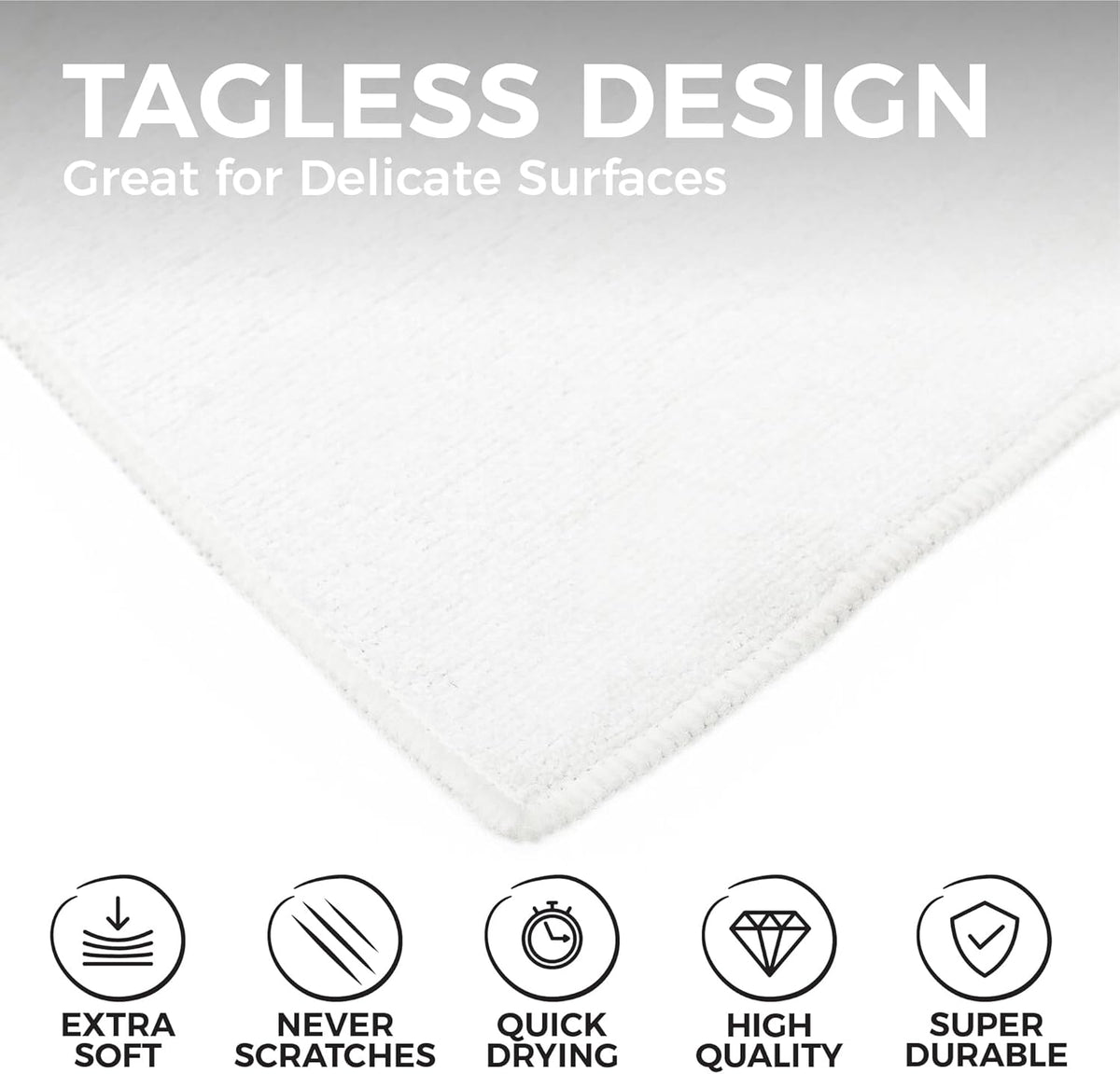 The Rag Company - All-Purpose Microfiber Terry Cleaning Towels - Commercial Grade, Highly Absorbent, Lint-Free, Streak-Free, Kitchens, Bathrooms, Offices, 300gsm, 14in x 14in, White (12-Pack)