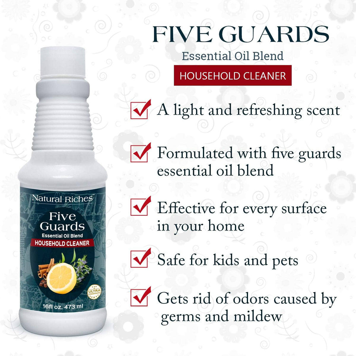 Natural Riches Household Cleaner Concentrate Five Guards from The Tales of French stories of Thieves Essential oil blend household cleaner - 16 fl oz