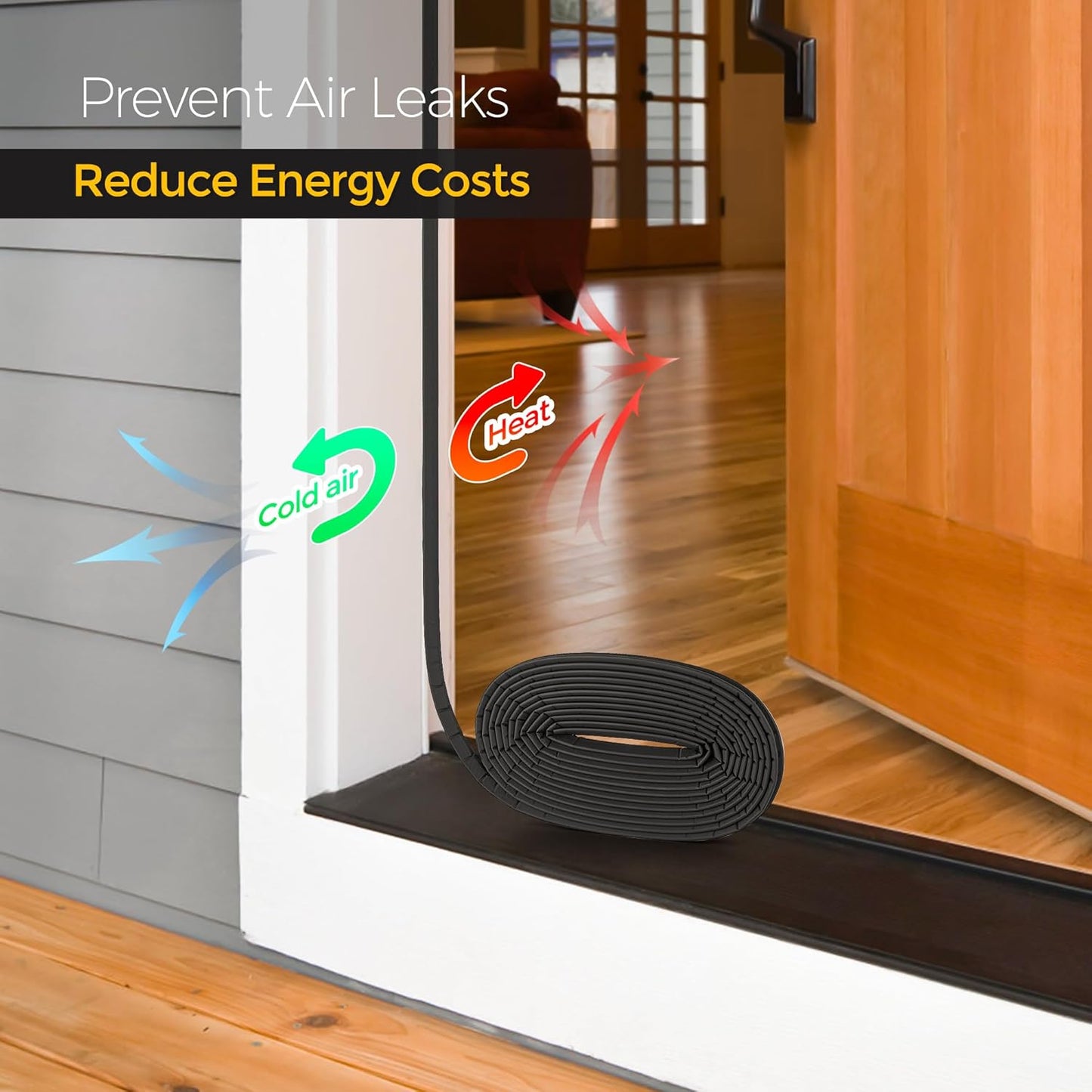 Weather Stripping Door Seal Strip - Soundproof Q-Shaped Foam for Exterior Door Frame, Large Gap Seal, Noise Cancelling, Easy to Install (Black, 40FT)