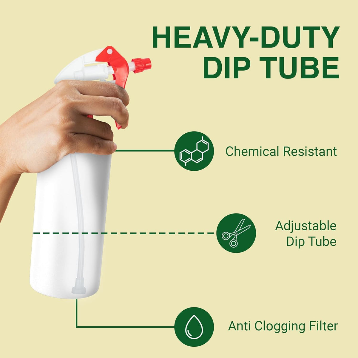 Heavy Duty 32oz Plastic Spray Bottles for Cleaning - Large Empty Industrial Bottles for Gardening Solutions, Vinegar, Chemicals, Professional Cleaners - Adjustable Sprayer Nozzle - 4 Pack