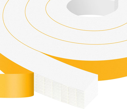 Window Insulation Weather Stripping, High Density Insulation Tape for Door, Soundproof Door Weather Stripping, Adhesive Foam Gasket Tape, Anti-Bug, Weatherproof (1 in x 1 in x 13Ft), White