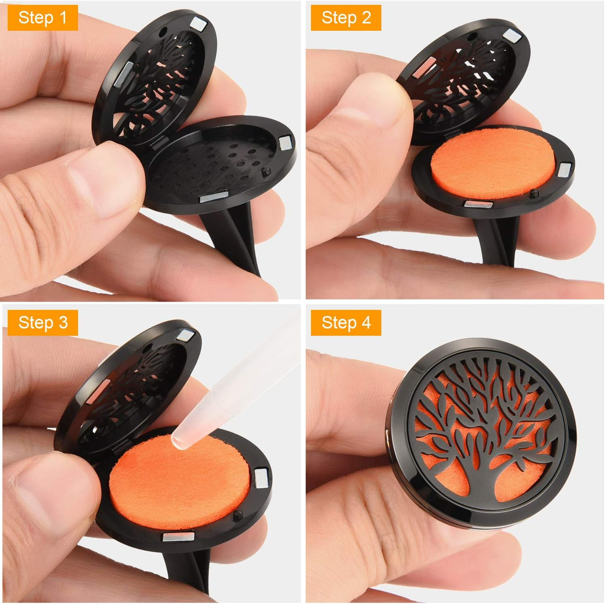 2 Pieces 316L Car Aromatherapy Oil Diffuser Air Freshener with 48 Felt Pad (Tree Patterns)
