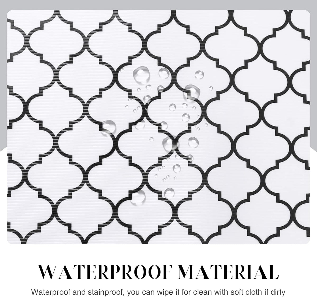 Glotoch Non Slip Shelf Liner 24 Inch Wide, Non Adhesive Drawer Liner, Waterproof Shelf Liners for Kitchen Cabinets/Refrigerator/Wire Shelving/Bathroom/Pantry-Heavy Duty, Durable, White Quatrefoil
