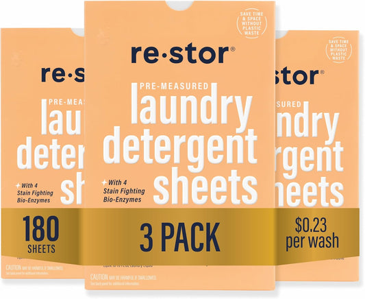 restor Laundry Detergent Sheets Tropical Breeze 180 Loads | Eco Friendly Plastic Free Travel Laundry Washer Sheets | Superior Stain Fighting Washing Detergent sheets Number One in Australia