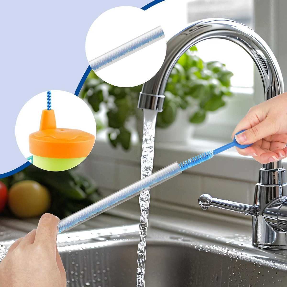 4pcs Straw Cleaner Brushes for Stanley, 12.4in Extra Long Full Bristles Replacement Coverage Reusable Straw Brush Cleaning Accessories for Water Bottles Glass Pipe Sippy Cup(0.31in+0.39in+0.47in)
