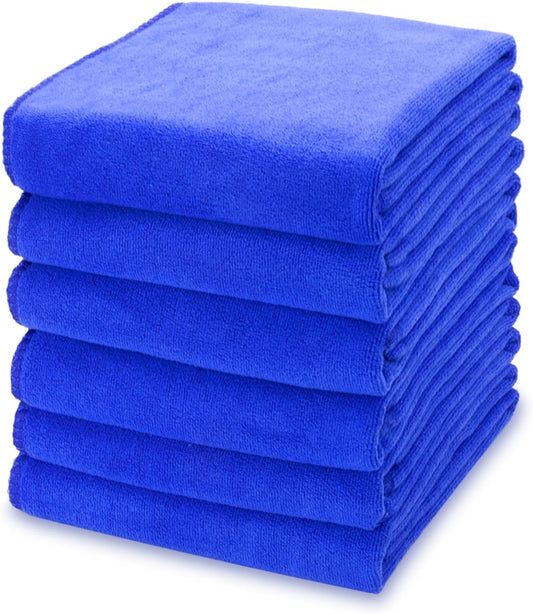 kimteny 13x28 Inches Kitchen Cloth Dish Towels, 400 GSM Premium Dishcloths, Super Absorbent Coral Velvet Microfiber Cleaning Cloths, Fast Drying Rags for Washing Dishes (6 Pack, Blue)